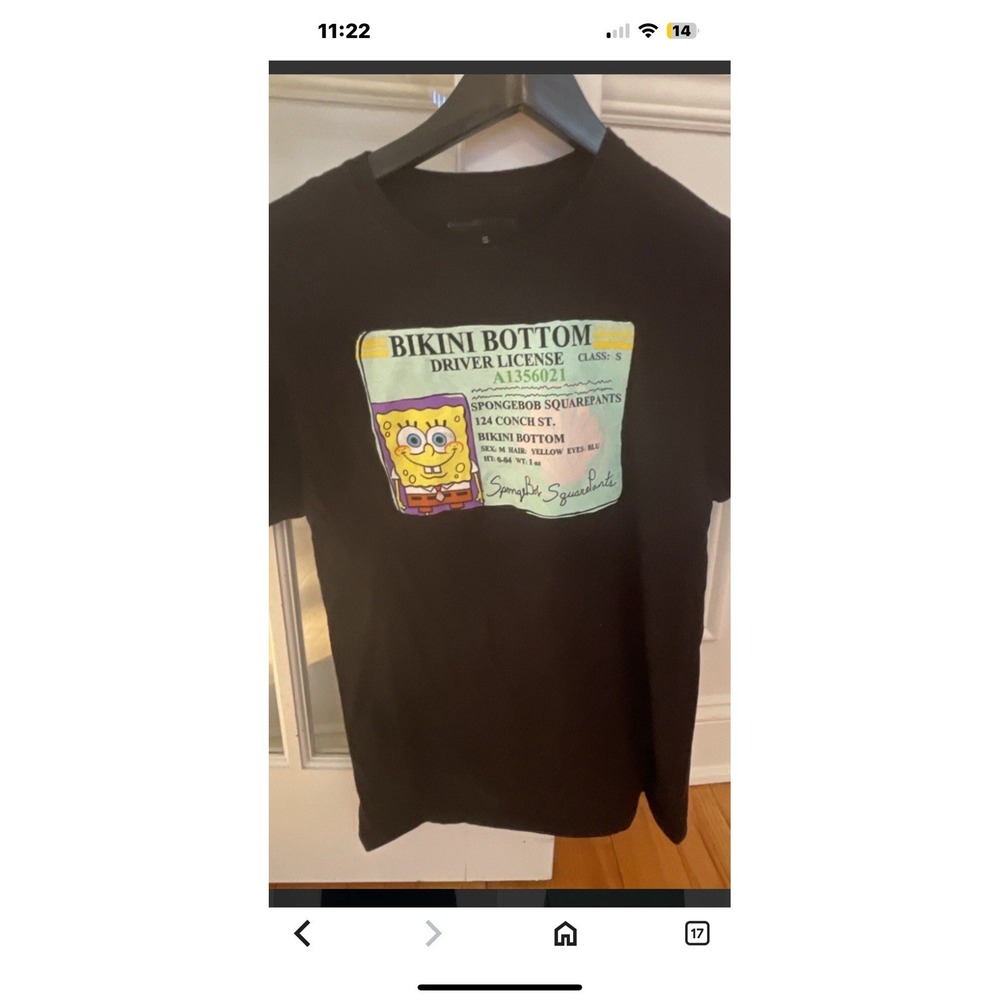 SpongeBob SquarePants Bikini Bottom Driver License T-Shirt Men's Large Black